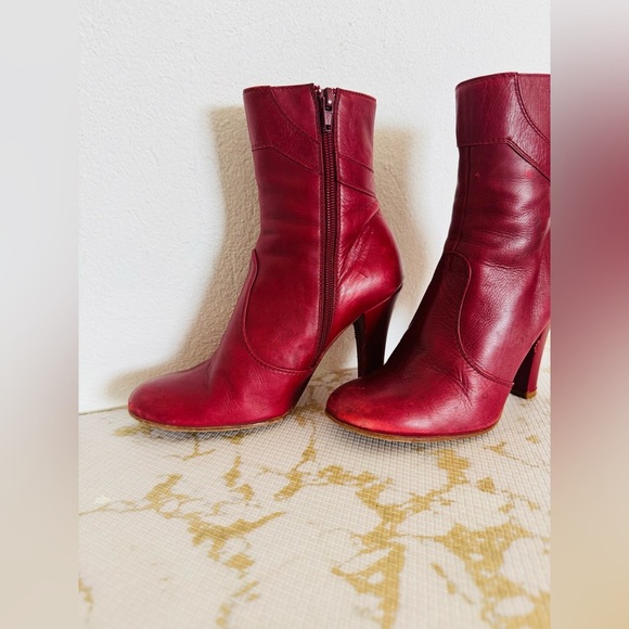🔥🔥FINAL CLEARENCE🔥🔥 MARC JACOBS Made in Italy Red Leather Bootie - Picture 2 of 14
